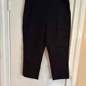 Tribal Black Cropped Pants. Rhinestones on side leg. Great condition. Size 10
